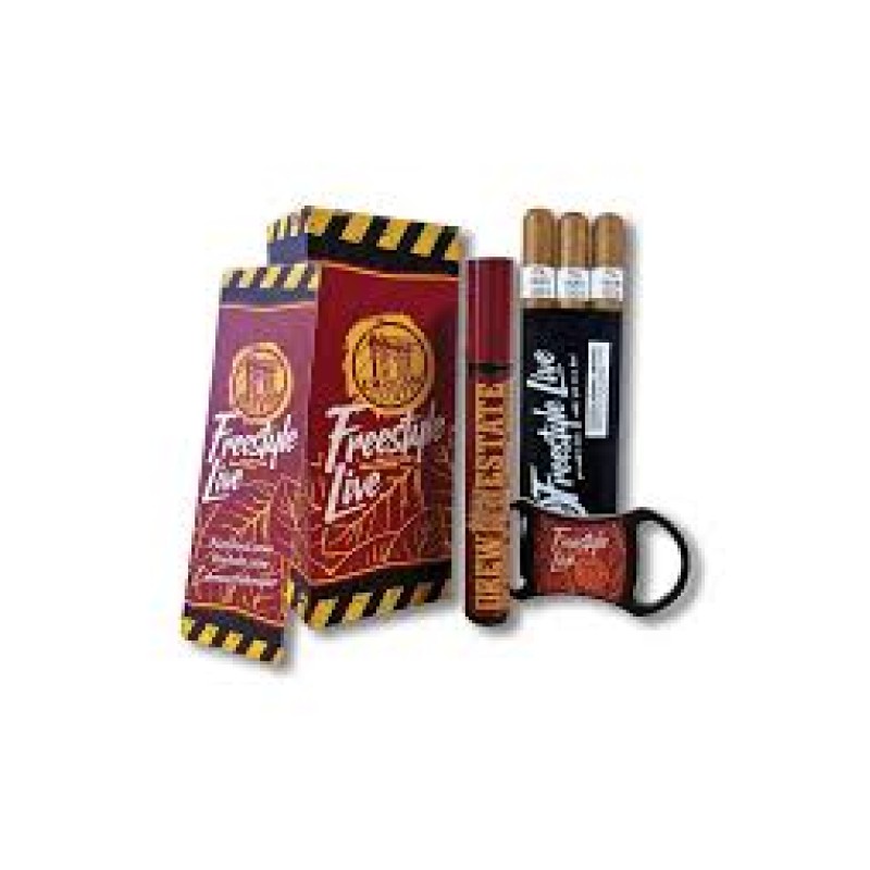 DREW ESTATE FREESTYLE LIVE / BADGE/ KIT + 3 CIGARS
